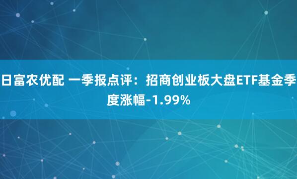 日富农优配 一季报点评：招商创业板大盘ETF基金季度涨幅-1.99%